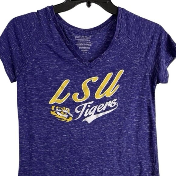 LSU Womens Shirt Activewear Size Small Tee V Neck Tigers Short Sleeve Stretch - Picture 6 of 6